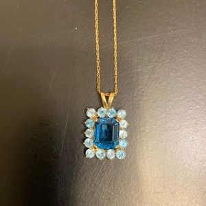 14k London Blue and Swiss Blue Topaz Pendant